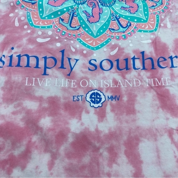 Simply Southern Pink Tie Dye With Seahorses Womens Tank Top Size Medium - Picture 2 of 4
